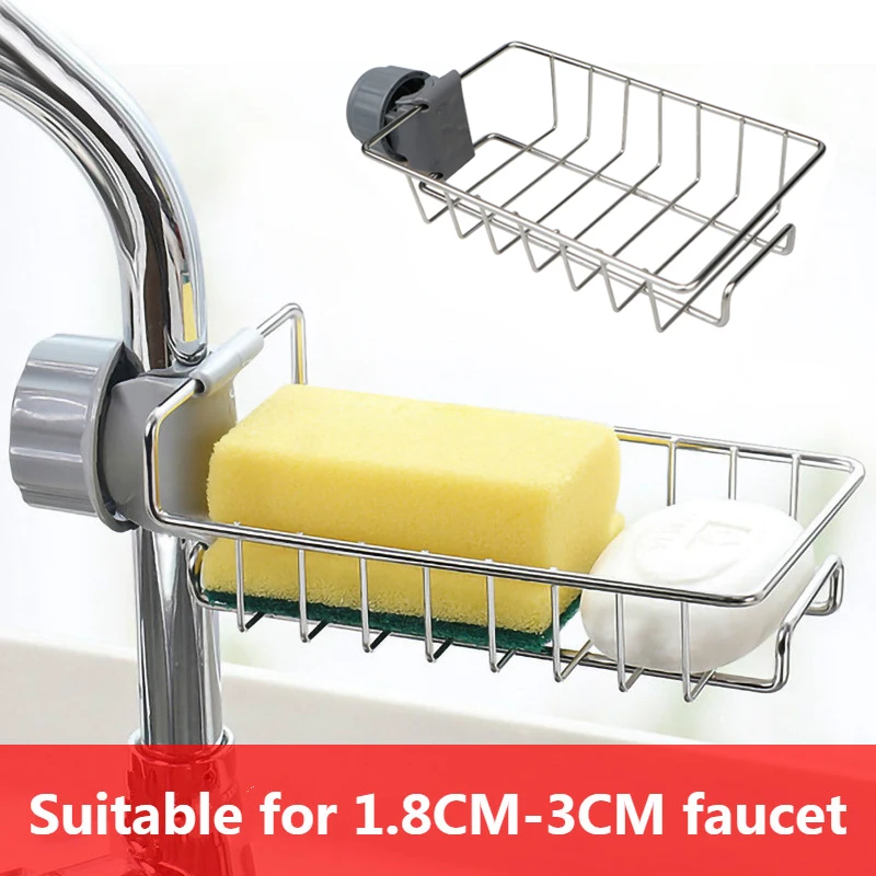 Stainless Steel Faucet Rack Kitchen Storage Shelf Sponge Dish Cloth Finishing Rack Drain Rack Pool Rag Storage Drain Dry Rack