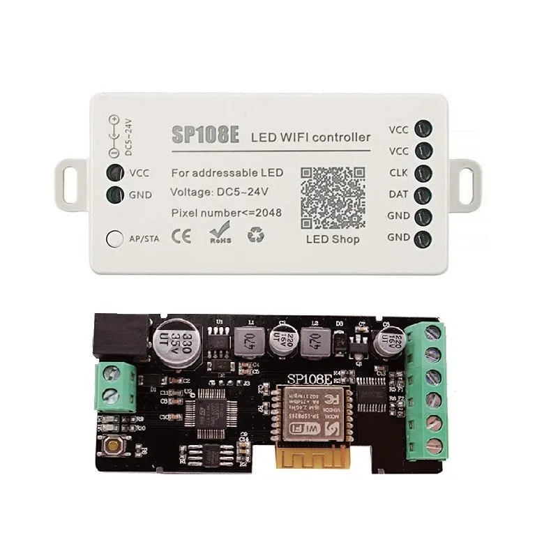 WS2811 WS2812B SP108E LED Strip WIFI Controller WS2813 WS2815 SK6812 Etc LED Module Light Smart APP Wireless Control DC5-24V