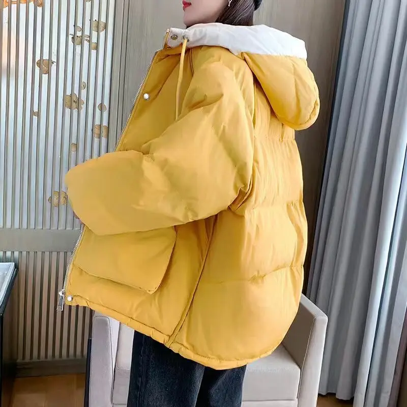 Short Winter Jacket Women Warm Hooded Down Cotton Jacket Parkas Female Casual Loose Outwear Korean Cotton-padded Coat