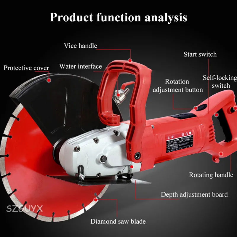 5800W Slotting Machine Dust-free Water Electricity Cutting Concrete Steel Reinfor cement Road Stone Cutting Machine