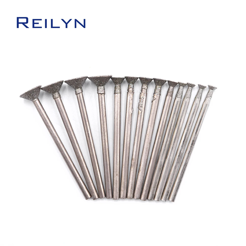 C2-type Fine Grain Emergy Diamond Grinding Burr Teeth Grinding Bits Grinding Abrasive Head for Die Grinder/Dremel/Rotary Tools