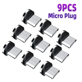 9 stks converter oplaadkabel adapter voor mobiele telefoon 360 graden rotatie magnetische tips vervangende onderdelen eenvoudig te bedienen duurzaam