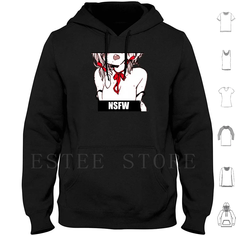 Nsfw Hoodie Long Sleeve Nsfw Risque Topless Anime Hentai Ribbon Red Boobs Straps