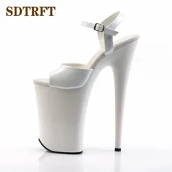 SDTRFT Zapatos Mujer Tornozelo Strap 9 Polegada Fetiche Sandálias VERMELHAS Verão 23cm Finas Salto Alto Bombas 13cm Plataforma Mulheres Peep Toe Shoes