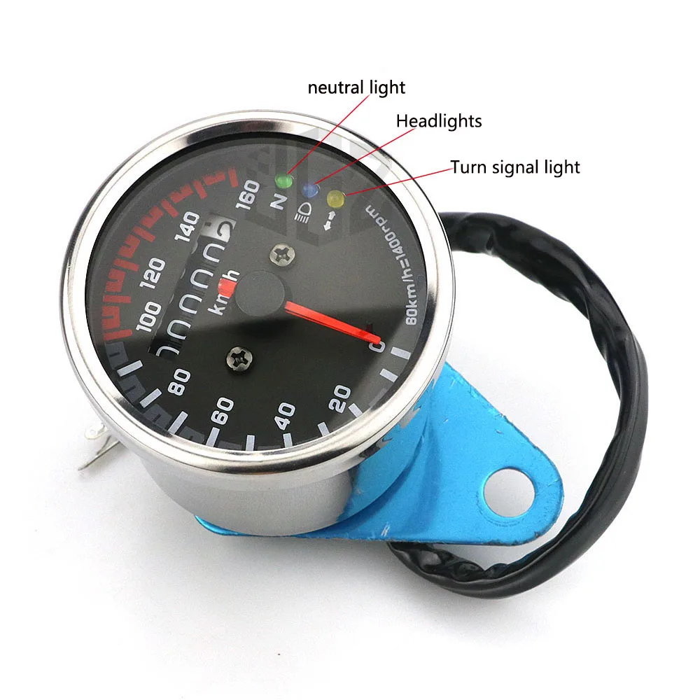 Motorcycle Speedometer Stainless Steel Instrument Tachometer LED Indicator Odometer 12V Universal for DUCATI YAMAHA KTM HARLEY