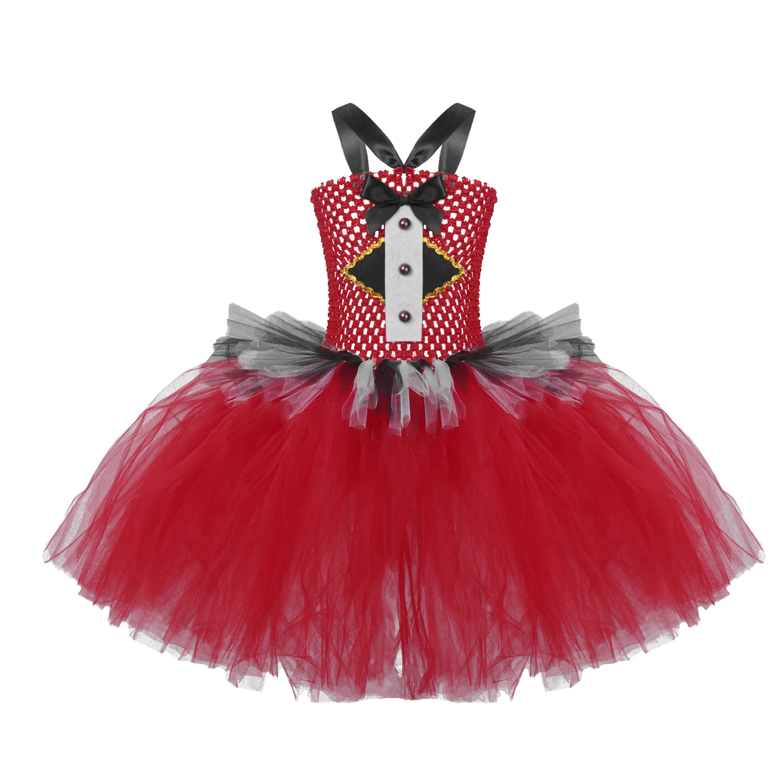 

Children Mesh Tulle Tutu Dress Kids Girl Christmas Halloween Cosplay Party Carnival Performance Outfit Circus Ringmaster Costume