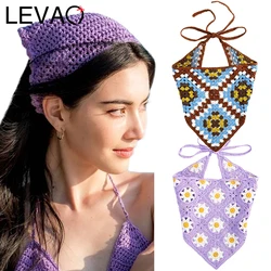 Levao French Girl Triangle Bandanas Vintage Headscarf Headband For Women Hair Accessories Braided Turban Headwear