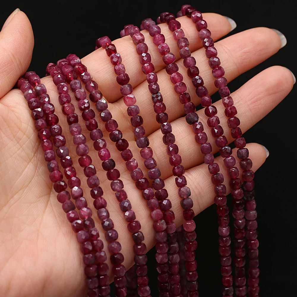 Natural Semi Precious Stone Faceted Irregular Square Ruby Ladies Beading Making DIY Necklace Bracelet Jewelry Gift Accessories