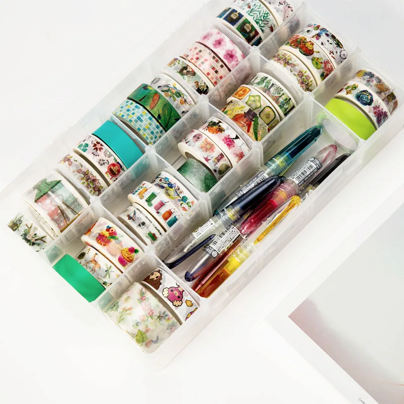 Kawaii Cute Washi Tape Organizer Vintage Washi Tape Storage Adjustable Washi Tape Box School Office Students Stationery Supplies