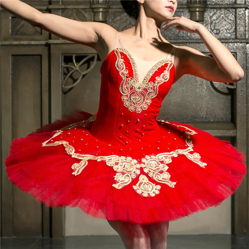 High Quality 12 Layers Women Adult Performance Wear Professional Ballet Tutu Red