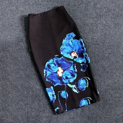 22Colors Women Skirts Casual Print Flowers Pencil Skirt Lolita Style Faldas Mujer