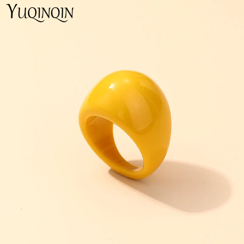 Large Cute Sweet Acrylic Rings For Teen Girls Big Colorful Resin Finger Rings For Women Minimalist Multicolor Fashion Rings