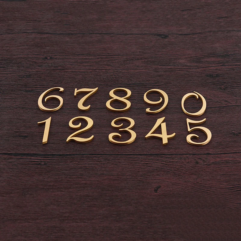 1PCS Pure Brass House Numbers Door Alphabet Wall Decor Villa Hotel Door Plates DIY Figures Home Hotel Address Number Signs Label
