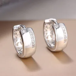 Huitan Dainty Small Circle Hoop Earrings Women Silver Color Simple Design Female Loop Earring Birthday Gift Classic Jewelry