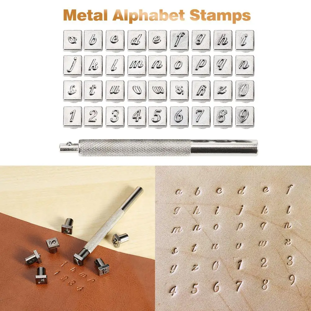 36Pcs ตัวอักษร Punch Stamp Punch Set สำหรับหนังหัตถกรรมชุดเครื่องมือโลหะหนัง Punch เครื่องมือ Staming Leathercraft