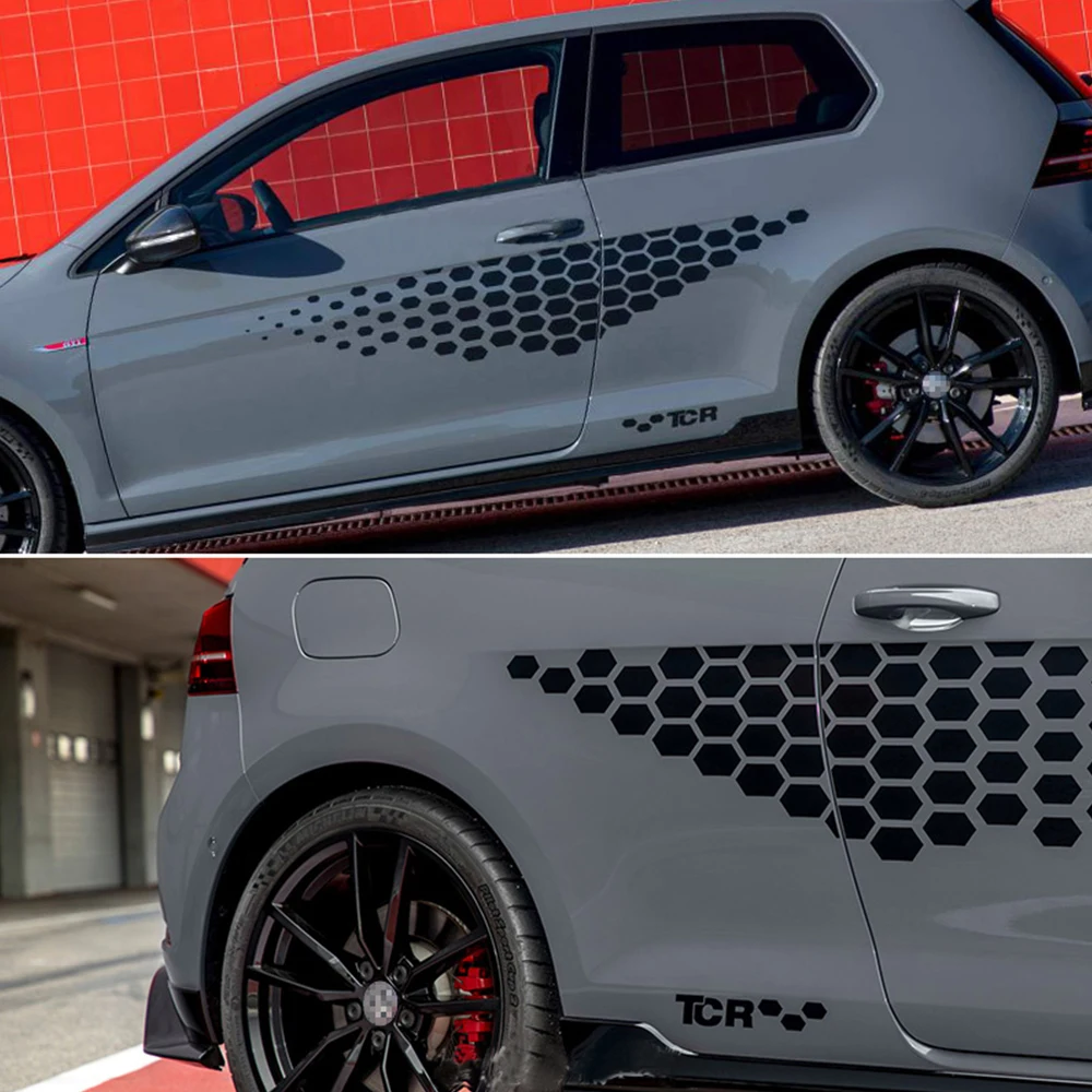 2 قطعة سيارة ملصق الباب الجانب تنورة ل Volkswagen VW Golf 4 5 6 7 بولو باسات B5 B6 الفينيل فيلم مائي السيارات اكسسوارات السيارات #3