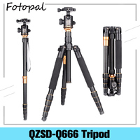 QZSD-Q666 Lightweight Portable Professional Travel Camera Tripod Monopod aluminum Ball Head Compact For Digital SLR DSLR Camera