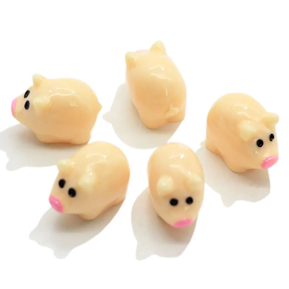 50/100/Cartoon Mini 3D Pig Resin Charms Cute Anima Cabochons For Bag Or Key Chain Accessories Diy Micro Landscape Ornament