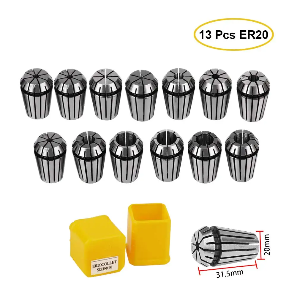 High Precision Chuck Set ER11, ER16, ER20, ER25, ER32, ER40 Lathe Accessories Suitable for Milling Cutter Taps, ER Tool Holders