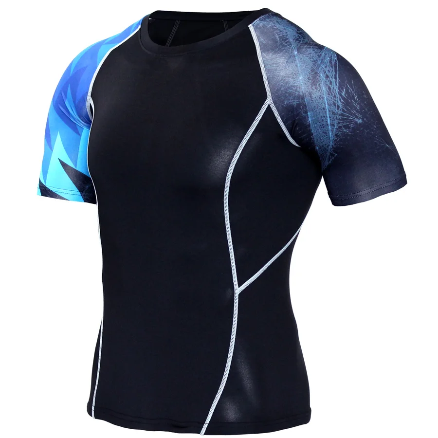 Men Running Compression T-shirt Short Sleeve MMA Dry Fit Sportswear Gym Tshirt Fitness Bodybuilding Workout Clothes Sport Shirts