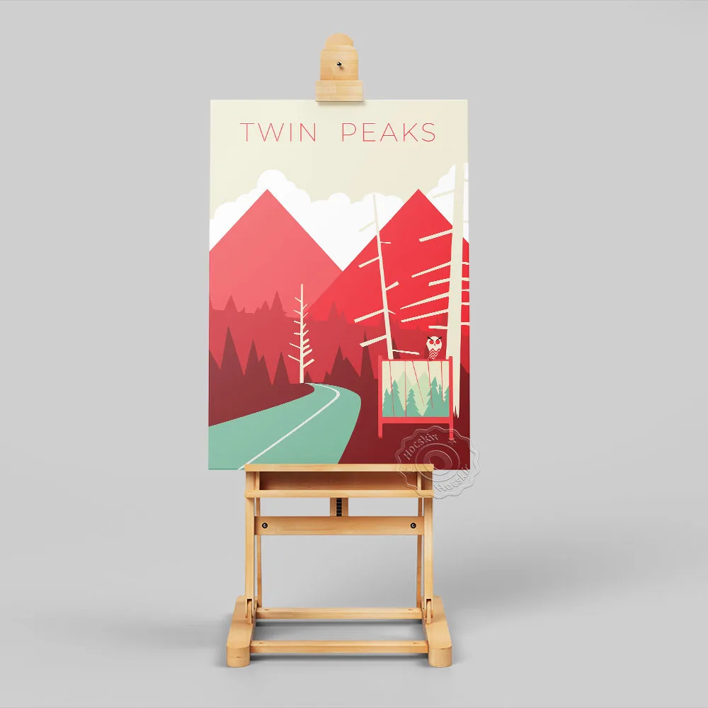 Twin Peaks Movie Print Poster, Mountain Sky Forest Abstract Art Prints, Vintage Minimalist Art Landscape Still Life Wall Decor