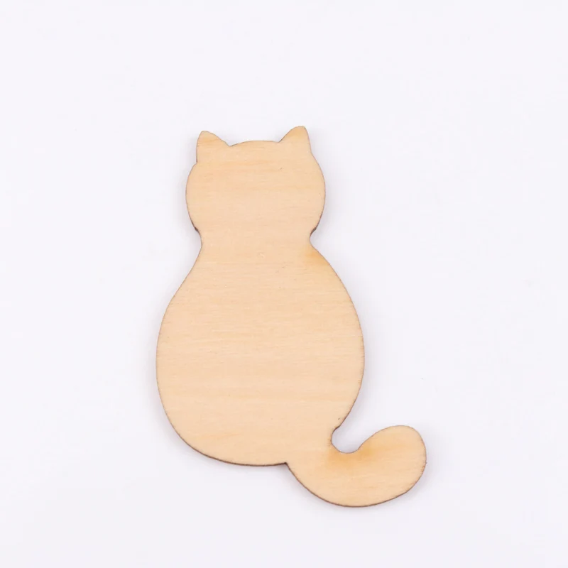 Naturale del Modello Del Gatto di Legno Scrapbooking Collezione D\'arte Del Mestiere Per Fatti A Mano Accessorio di Cucito Decorazione 33x50mm 10pcs