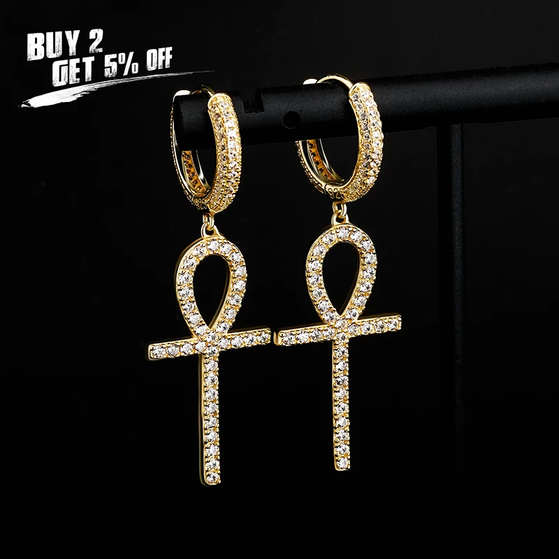 JINAO 925 Silver High Quality  Personality Iced Out AAA+ Cubic Zirconia Earrings Men and Women Jewelry For Gift