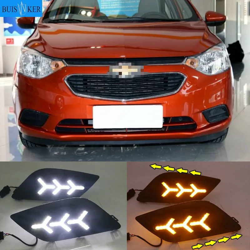 

2PCS LED DRL For Chevrolet Sail 2014 2015 2016 2017 Led Daytime Running Light Turn Signal Light Yellow Blue Headlight Fog Lamp