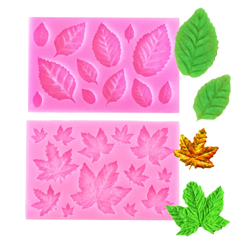 Leaf Silicone Mold 3D Leaves Fondant Mold Cake Decorating Tools Candy Clay Chocolate Gumpaste Mould Cupcake Baking Molds