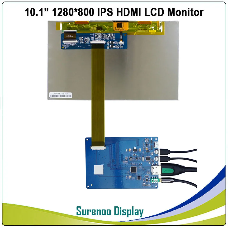 Imagem -02 - Monitor com Módulo de Exibição Lcd Compatível com Hdmi 10.1 1280x800 Tela Ips Usb Painel de Toque Capacitivo Áudio para Raspberry pi