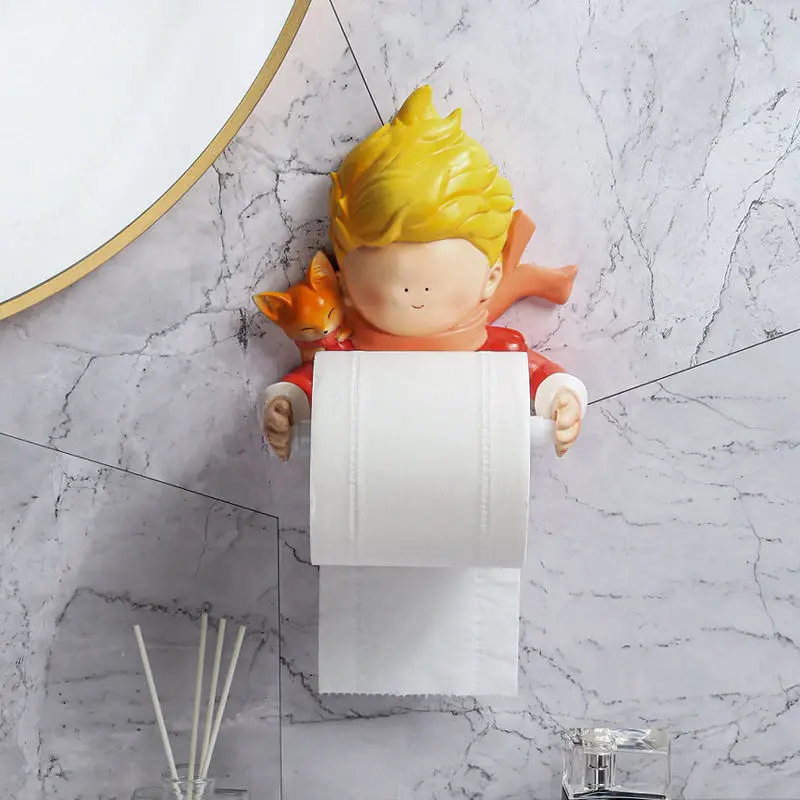 Punch-Free Cartoon Toilet Paper Holder Rack Waterproof Wall-Mounted Toilet Tissue Box Roll Paper Storage Box Bathroom Hardware