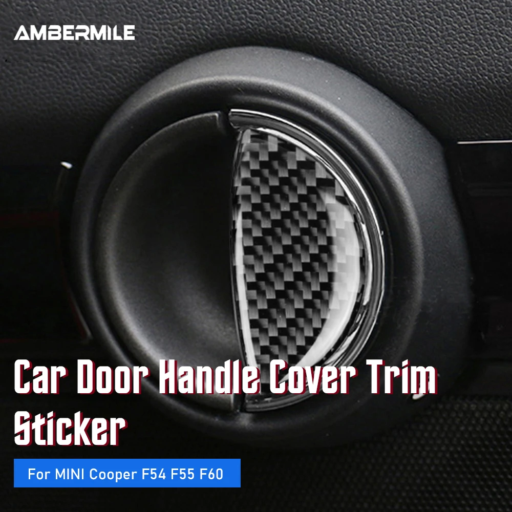 

AMBERMILE из углеродного волокна для Mini Cooper F55 Clubman F54 Countryman F60, аксессуары, внутренняя дверная ручка автомобиля, накладка, наклейка