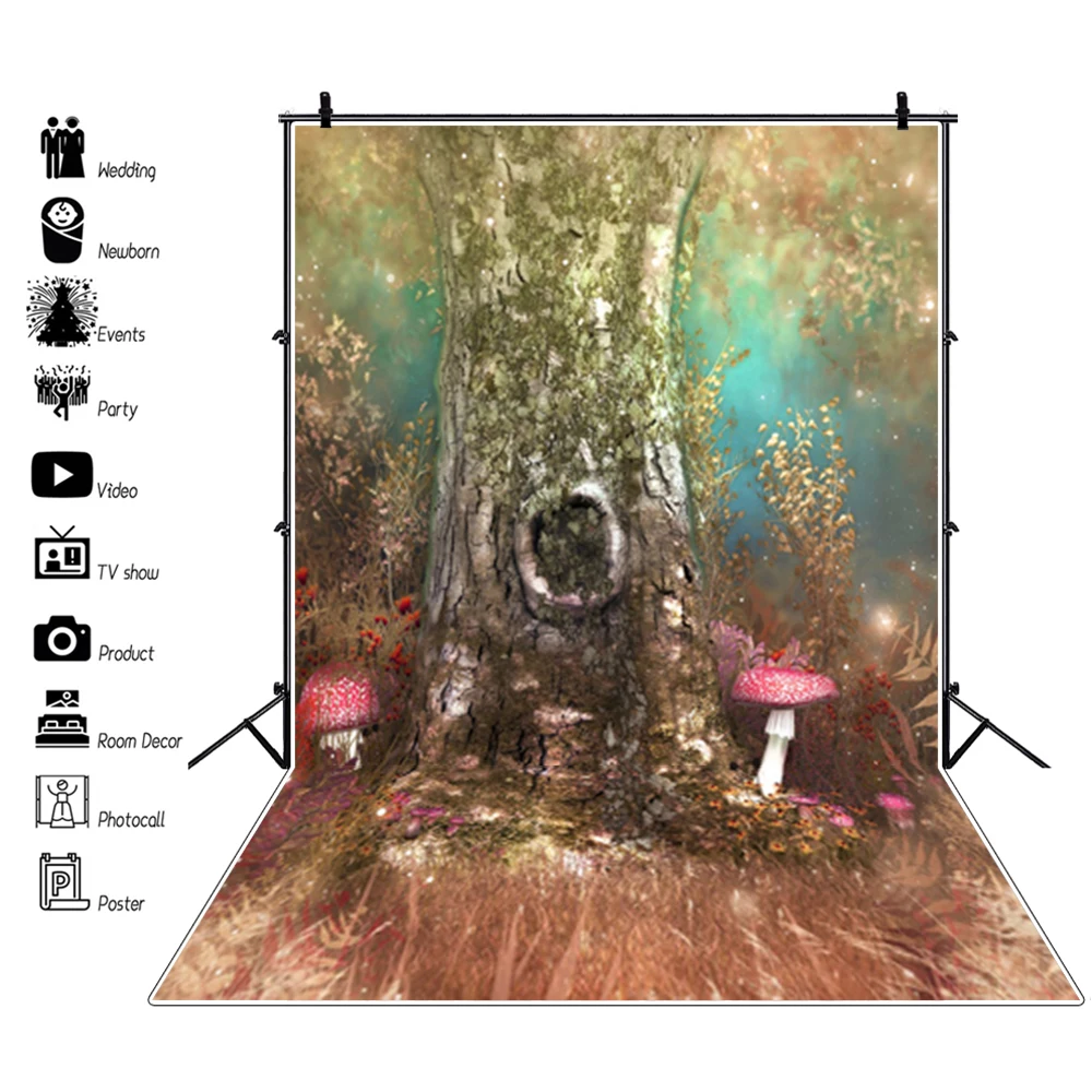 Wonderland Photozone Fairytale Forest ต้นไม้หิน Waterflow หญ้าการถ่ายภาพฉากหลังภาพพื้นหลังภาพเด็กทารก Photophone