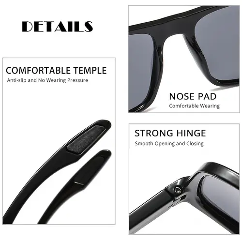 Vintage Square Men Sunglasses Polarized Fashion Black Sun Glasses Male Stylish Driving Shades Sports Eyewear UV400 - Image 6