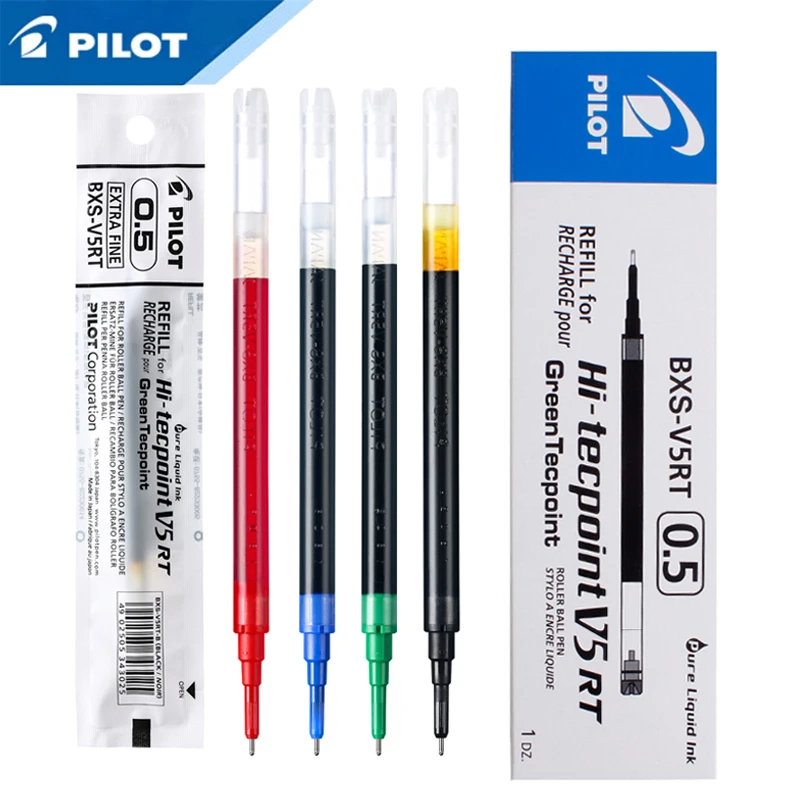 

12Pcs Pilot BXS-V5RT(VR5) Gel Ink Pen Refill for Hi-Techpoint BXRT-V5/GR5 Liquid 0.5mm Rollerball Black /Blue /Red Color