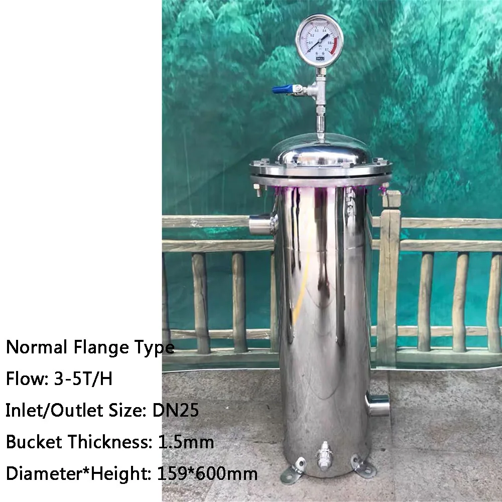 

Wine/Oil/Ethanol/Liquid Filter Machine Stainless Steel SS304 Flange Bag Filter Strainer 159*600mm 3-5T/H