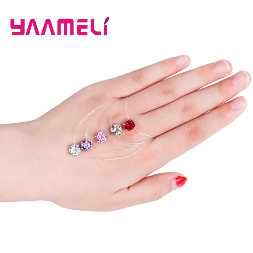 New Design Simple Casual Style Necklace Clear Fishing Line Collares 8 Color Crystal Jewelry Wedding Party Daily Bijoux