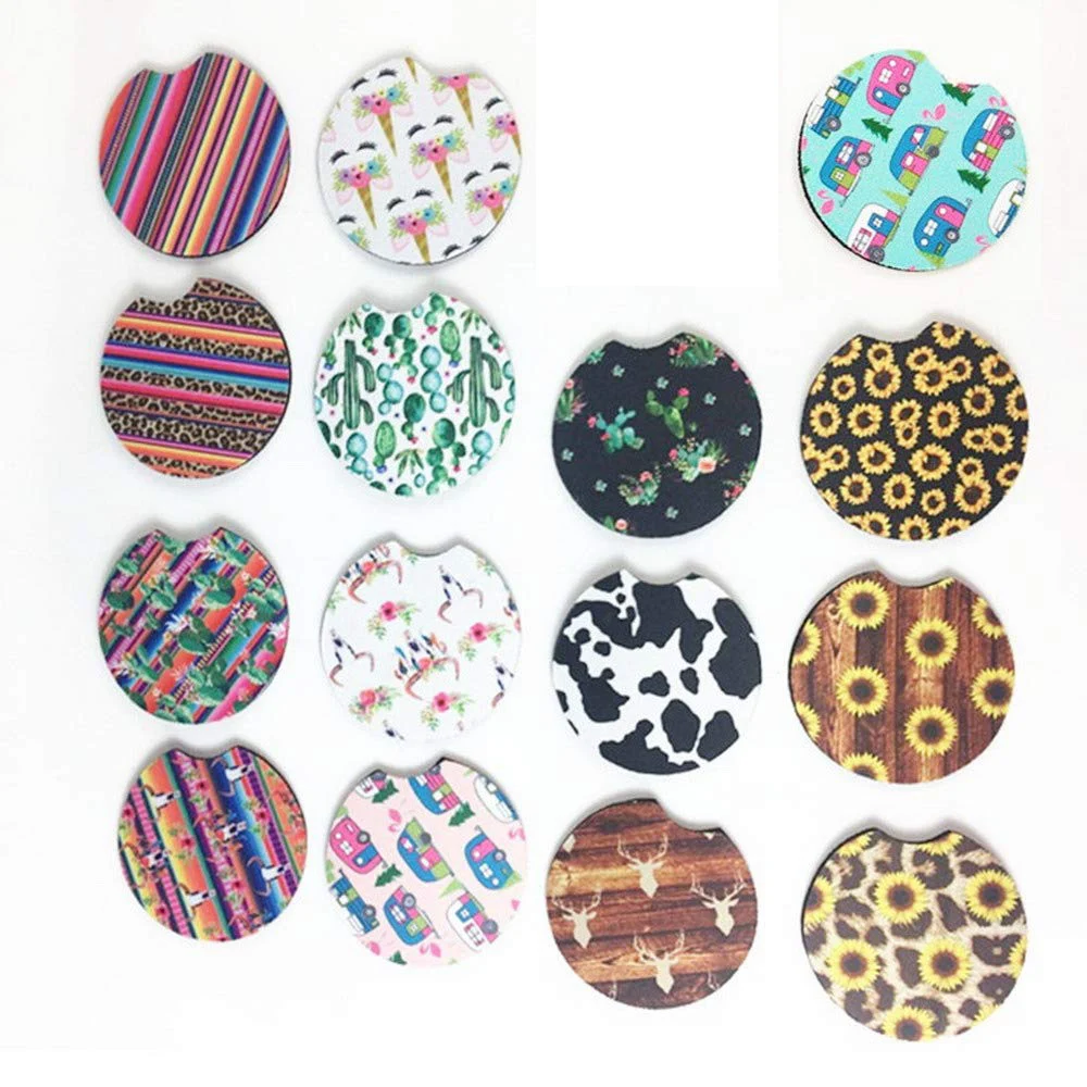 30pcs Car Cup Holder Coaster Neoprene Car Coasters Contrast Mug Coaster Car Drink Cup Mat for Home Decor Accessories