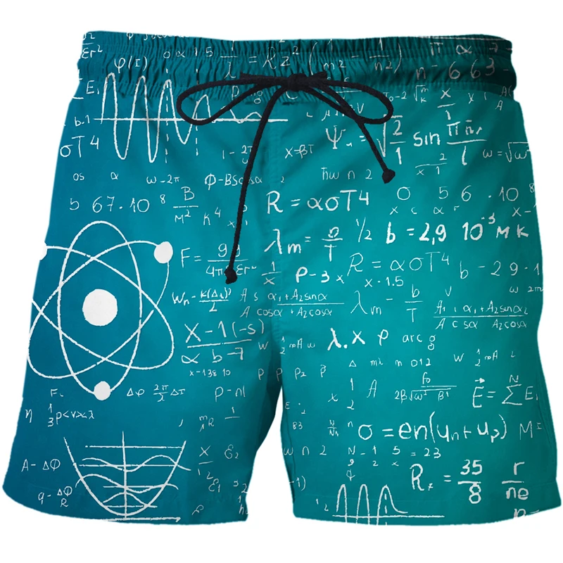 2021 Summer Mens 3D Shorts mathematical formula Printed Casual Swimming Beach Shorts Fashion Swimsuit Shorts For Adult Shorts