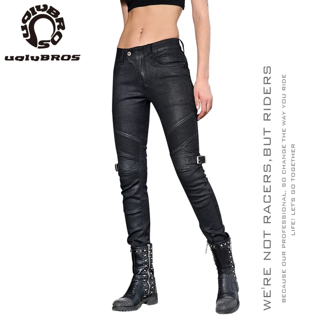 Uglybros women s Motorcycle Jeans Oil Wax Coated Windproof Motorcycle Pants Protectores Moto Pantalon protection motocross AliExpress