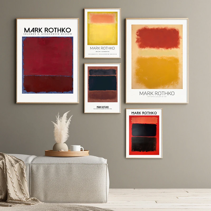 Abstract Museum Exhibition Poster Mark Rothko Canvas Print Painting Modern Art Picture for Living Room Home Gallery Wall Decor