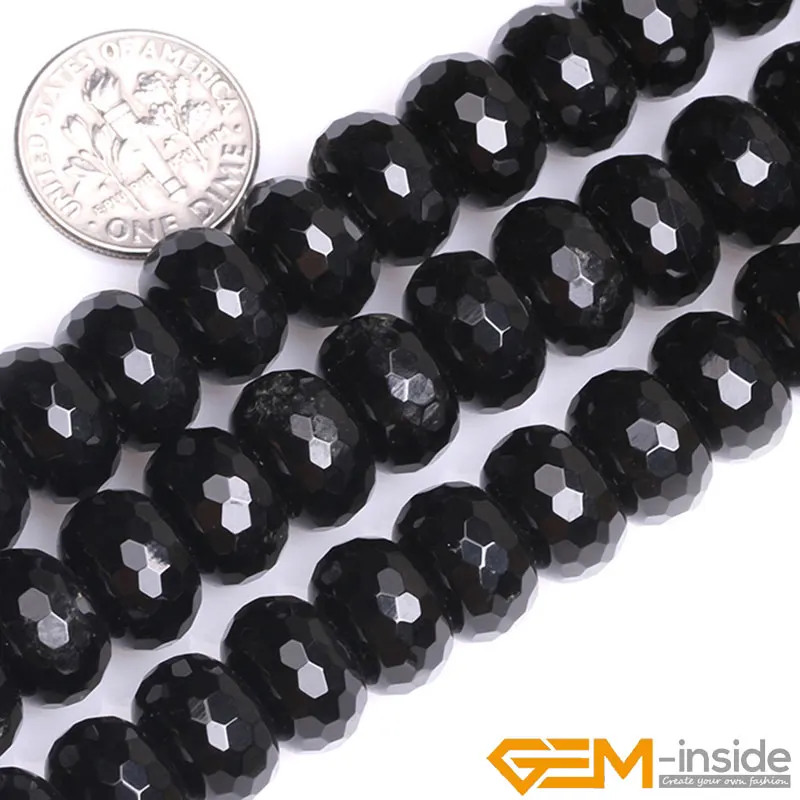 Natural Black Agates Rondelle Spacer Loose Beads For Jewelry Making Strand 15 inch DIY Jewelry Bead For Women Gifts