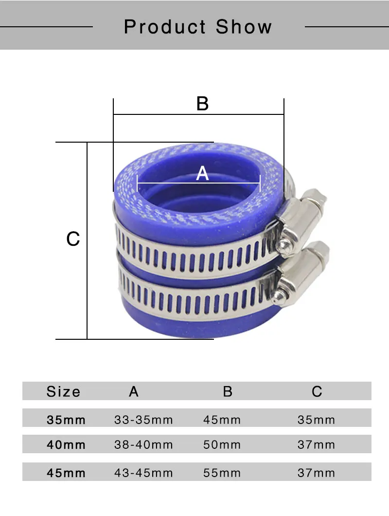 ZSDTRP 35 40 45 50 55mm Motorcycle Carburetor Rubber Adapter Inlet Intake Pipe For MIKUNI KEIHIN KOSO PWK Carburetor Accessory