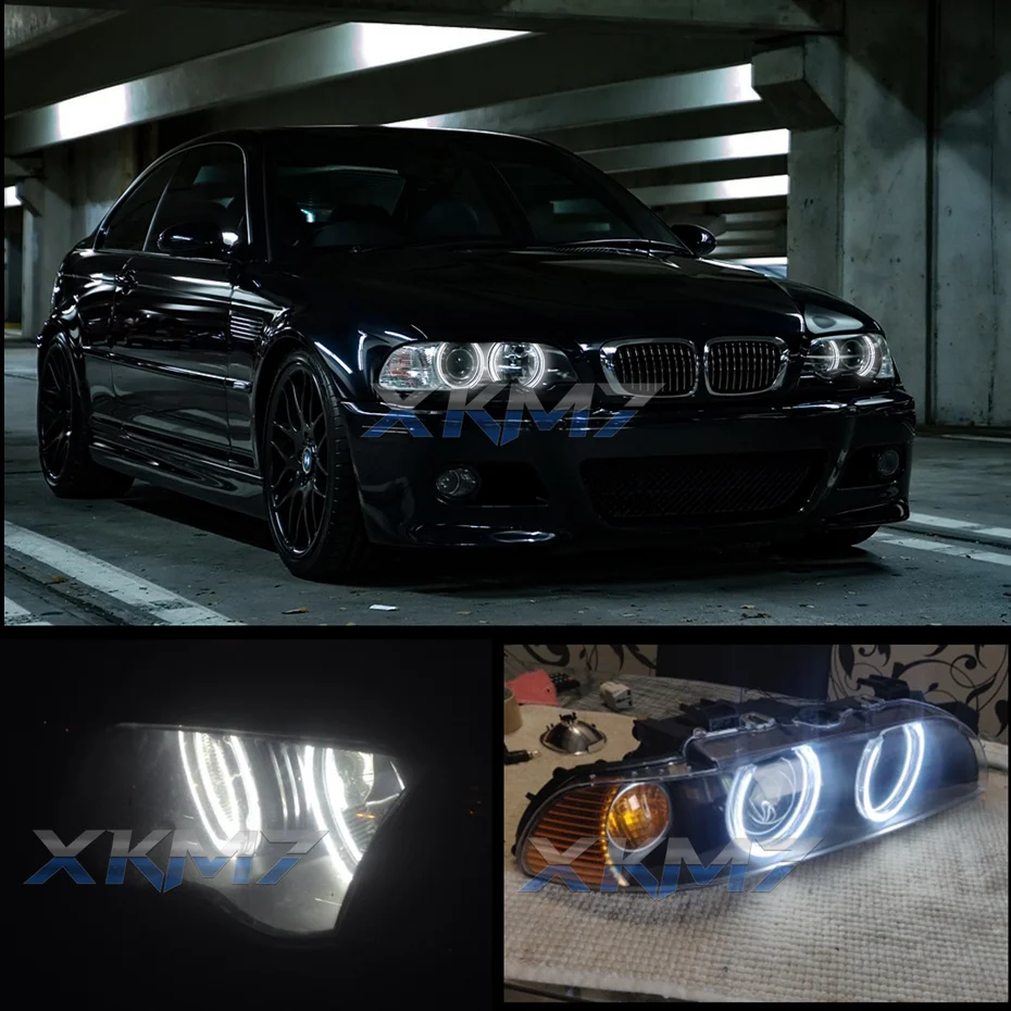 LED Angel Eyes do BMW E46 E36 Coupe E38 E39 Sedan kombi kabriolet ksenon halogenowy reflektor Retrofit Halo DRL ledy do samochodu, LED Światła,