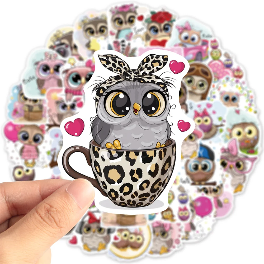 10/30/50PCS New Cartoon Owl Personalized Decoration Graffiti Waterproof Sticker Notebook Refrigerator Water Cup Helmet Wholesale