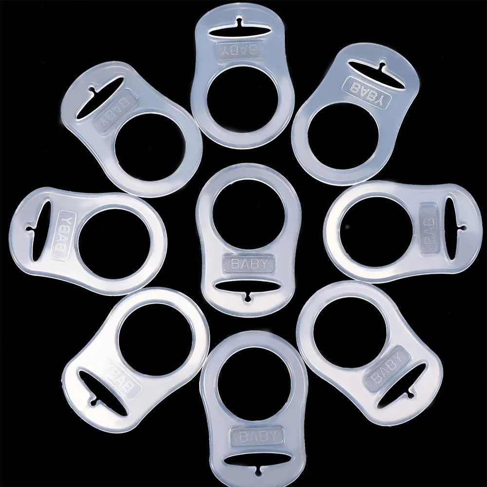 10pcs/set Baby Dummy Pacifier Holder Clip Clear Silicone Button Baby Mam Ring Dummy Pacifier Holder Clip Adapter Baby accessorie