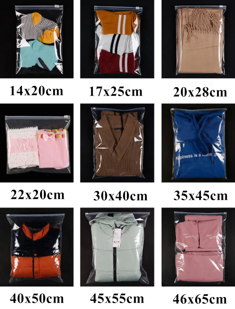 Bolsas transparentes con cremallera para ropa de bebé, ropa interior resellable, camiseta, juguetes, toalla, sujetador, 50 unidades, 120 micras