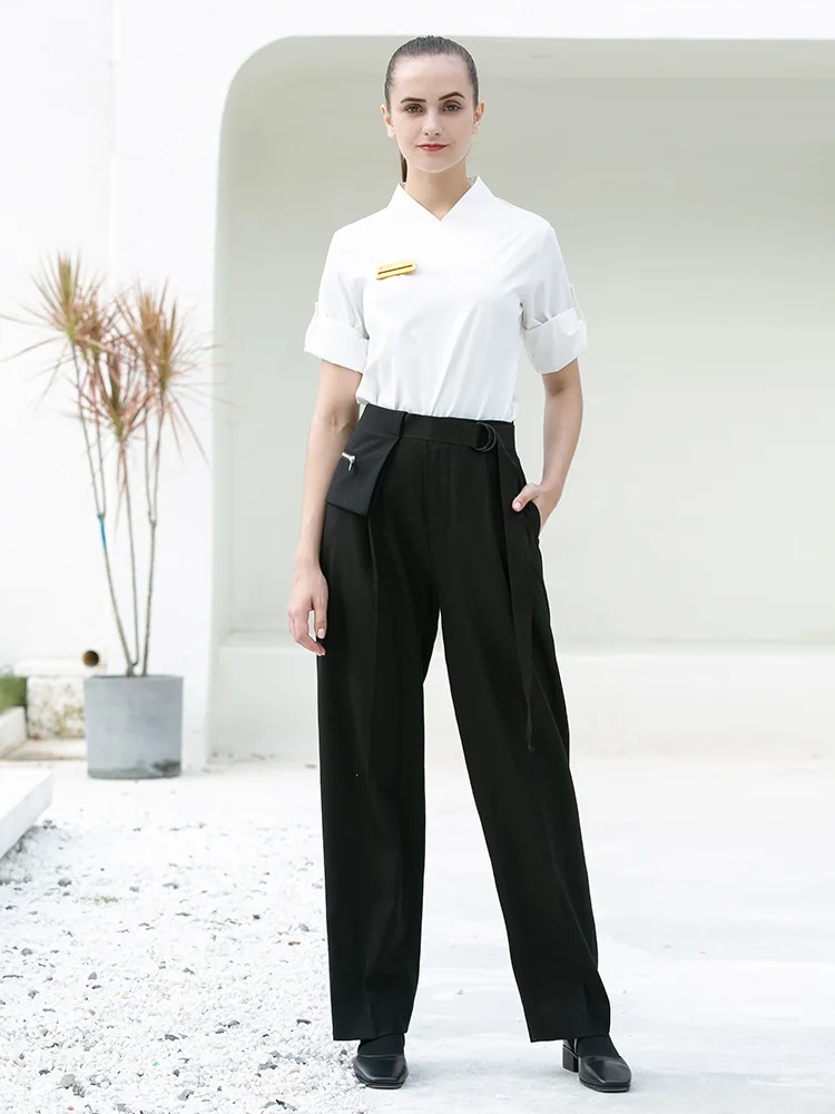 2020 Summer/Spring Best Selling SPA Uniforms Beautician Working Top+Pants Set Hotel High Quality White Work Clothes