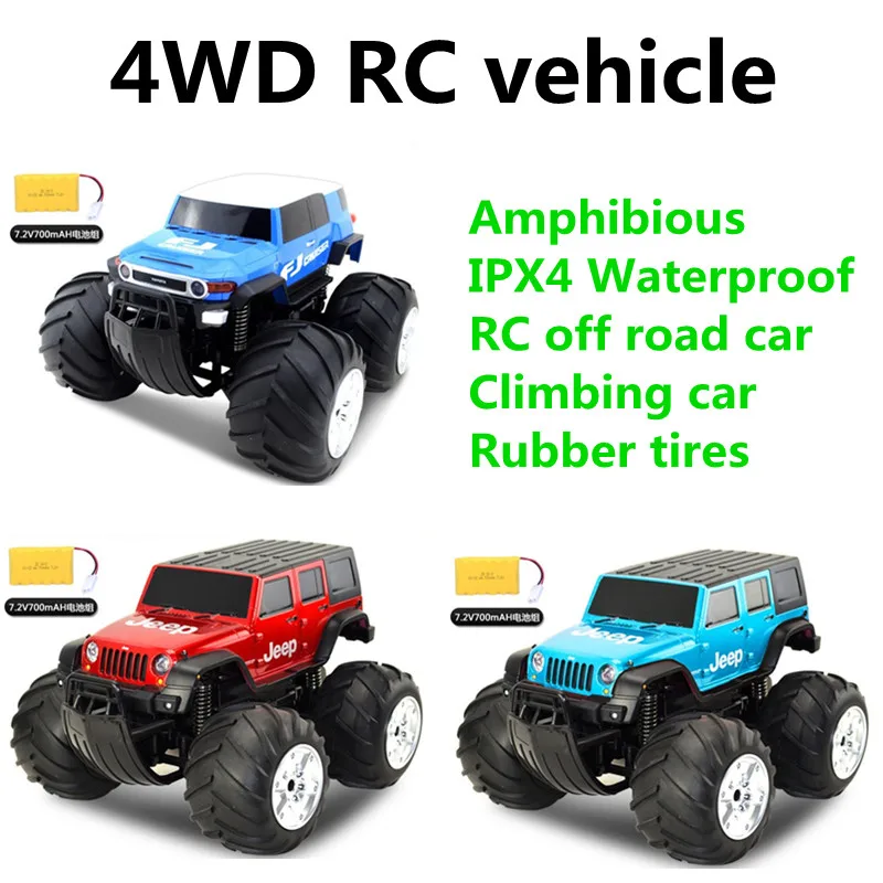 New RC Vehicles Amphibious RC Off Road Car IPX4 Waterproof Rubber Tires Blue Red Anti-Collision Anti-Fall 25 Minutes