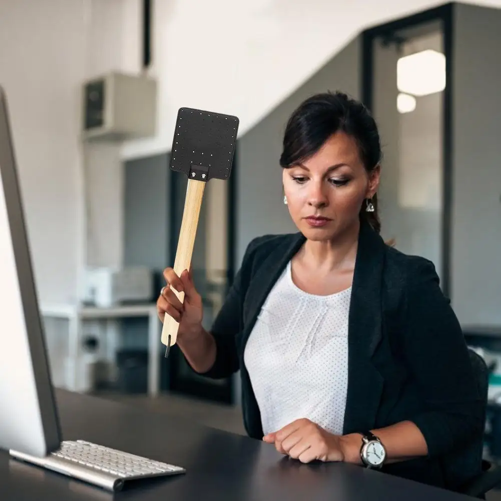 Bay Swatter Da Flapper Muỗi Bọ Swatter Tay Cầm Bằng Gỗ Lỗi Miếng Lót Hộ Gia Đình Ruồi Muỗi Dụng Cụ Nhà Bếp Sâu